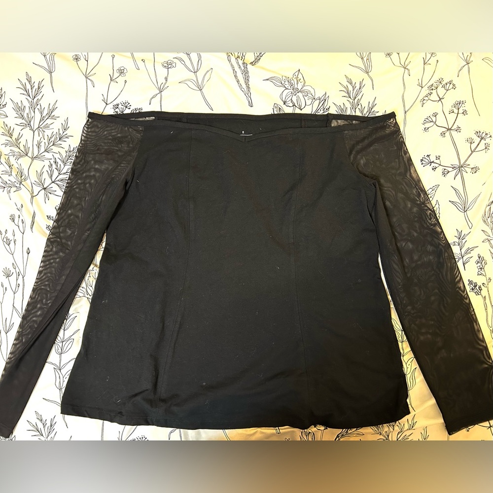 Torrid Black Off-Shoulder W/Mesh Sleeves Shirt